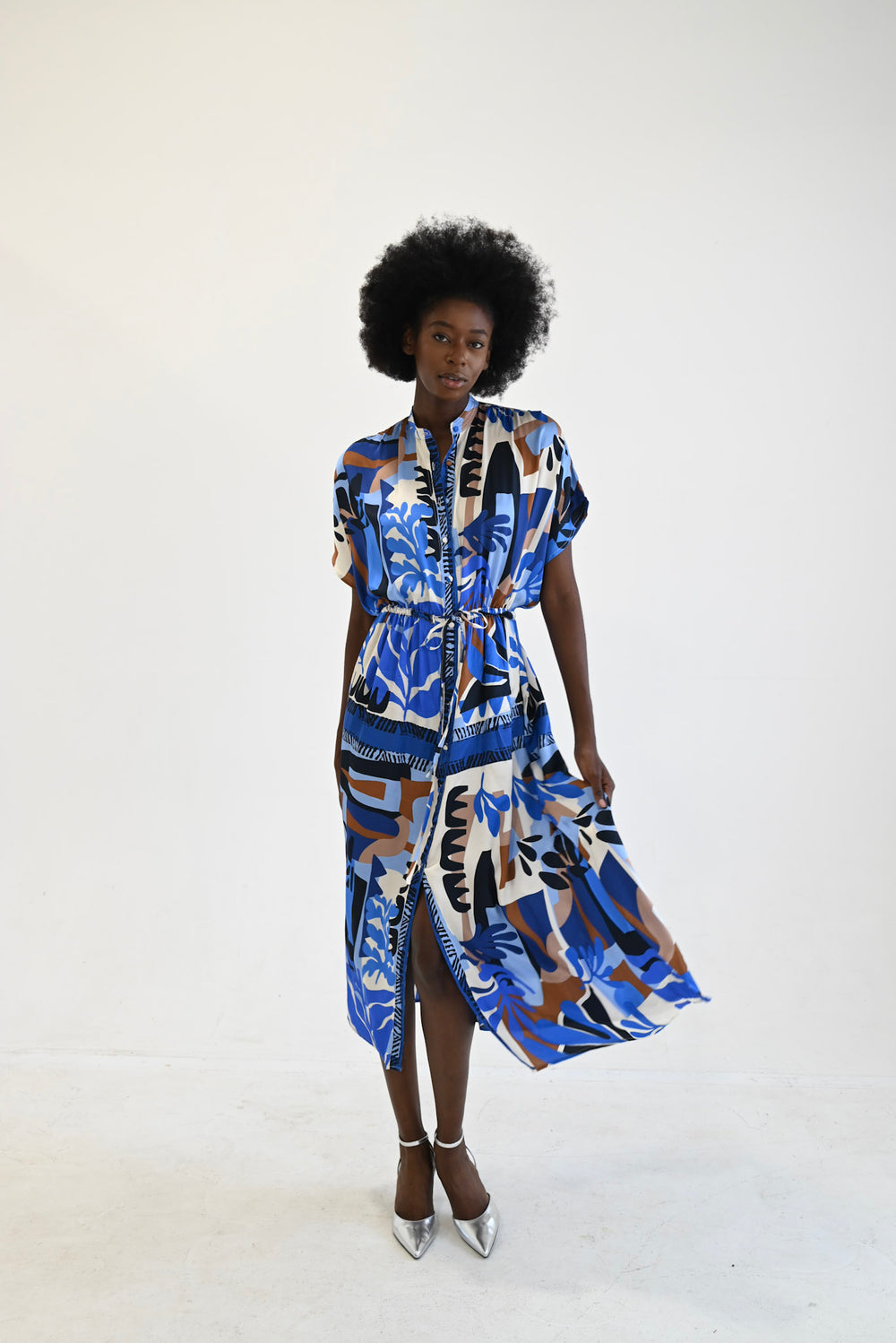 Long Shirt Dress Scarf Print