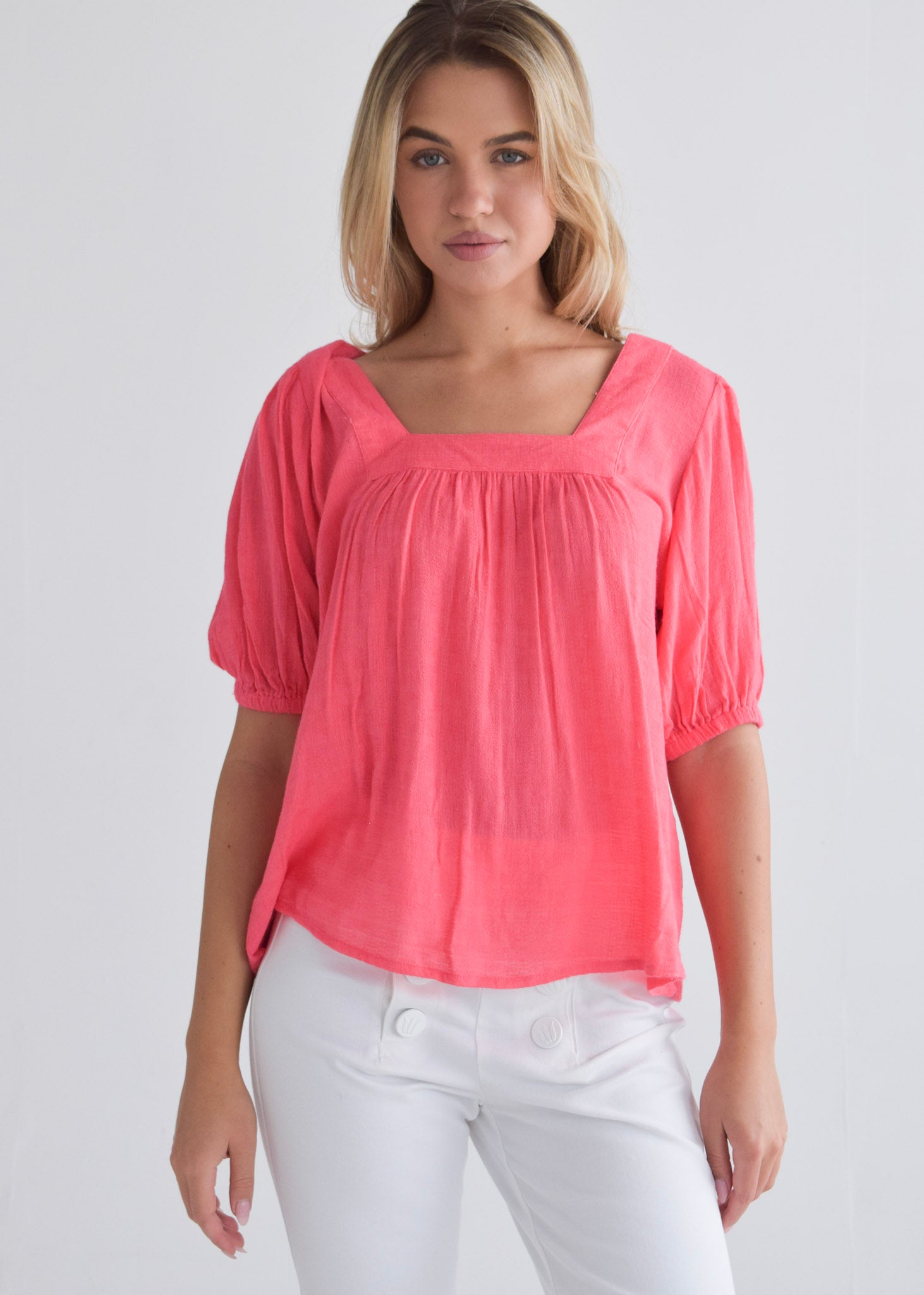 Never A Wallflower | Square Neck Top - Knockout Pink