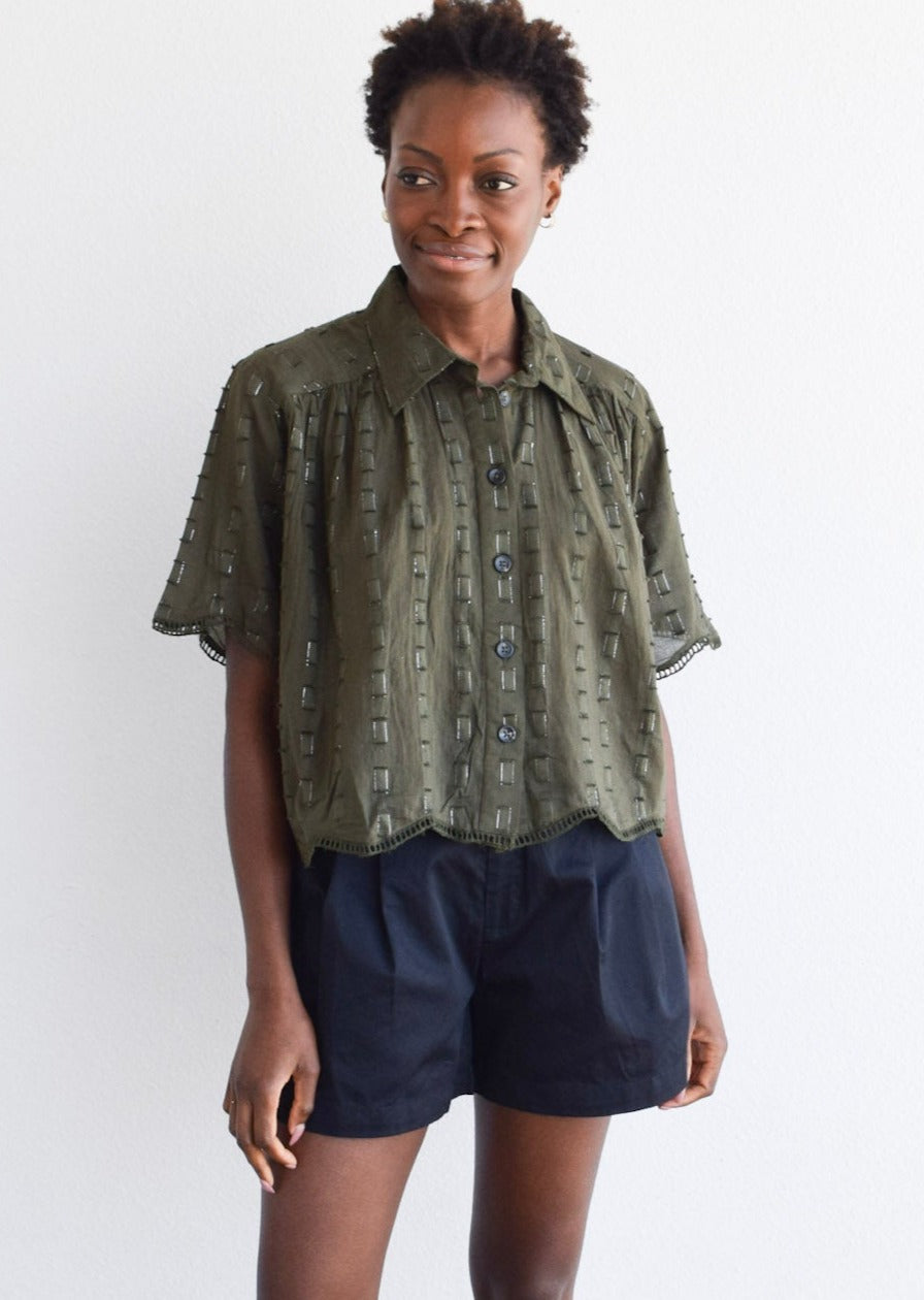 Never A Wallflower | Megan Top Olive Geo – NeverAWallflower