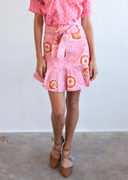 Prairie Mini Skirt Pink and Orange Tie Dye