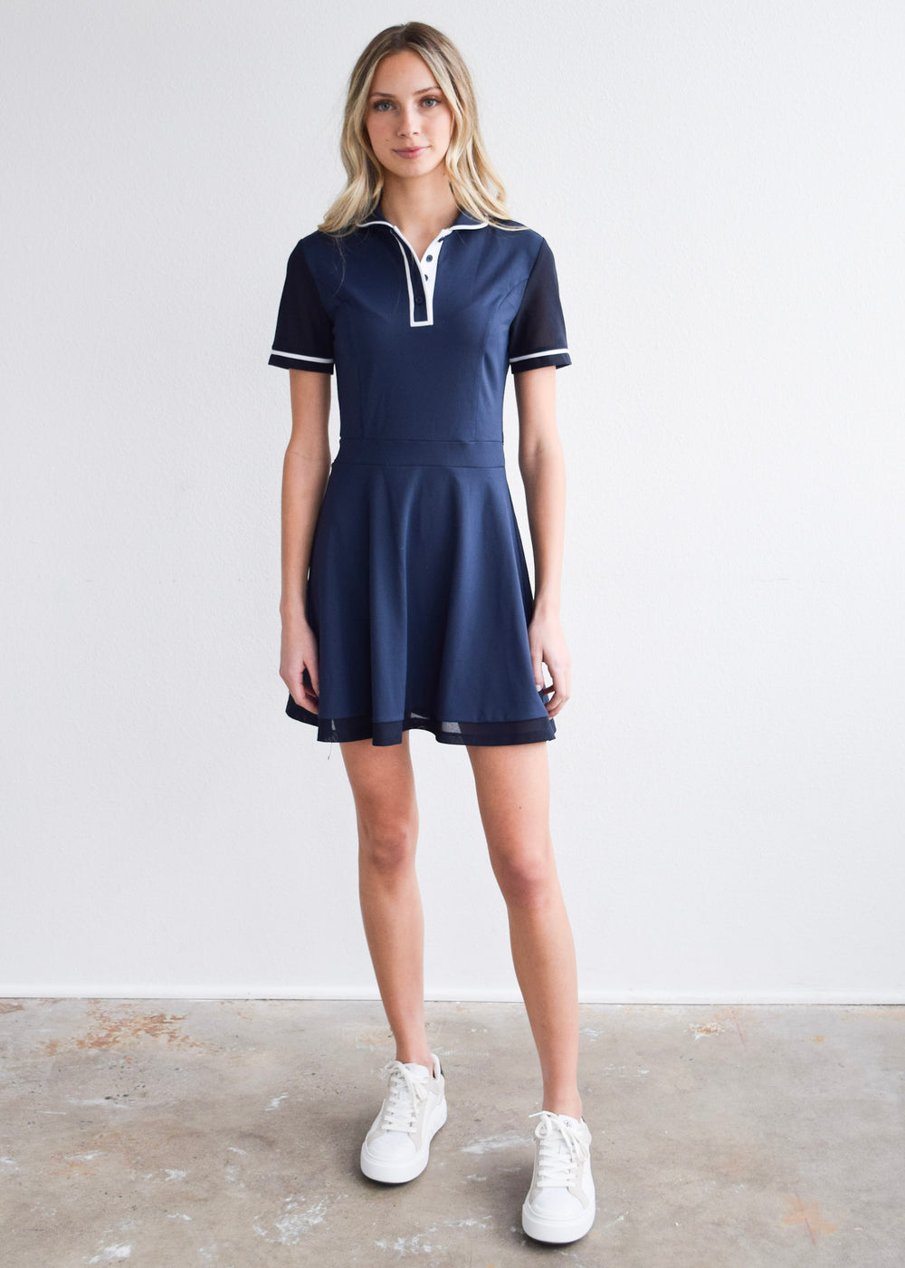 Henley Button Dress Navy