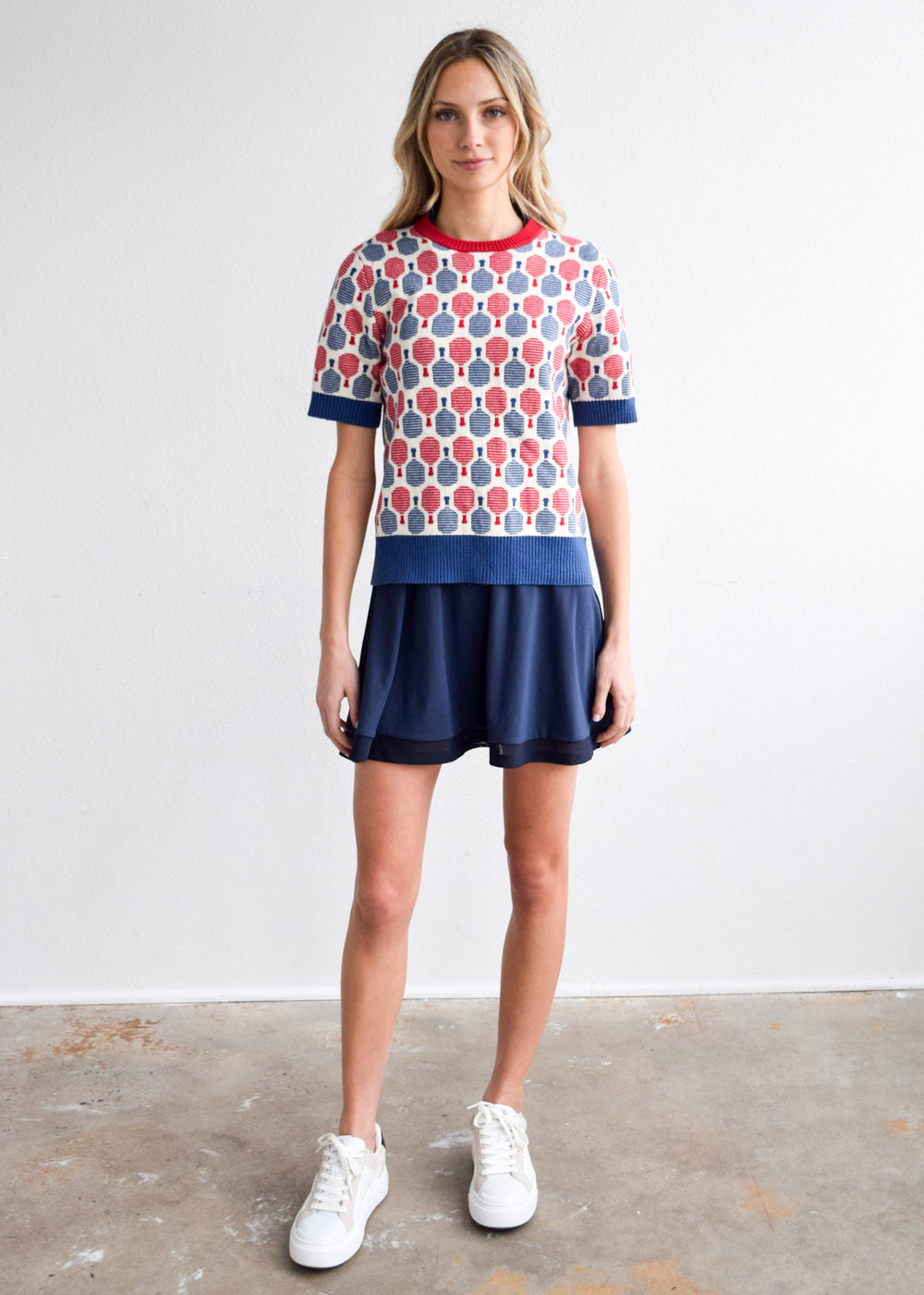 Short Sleeve Crew Neck Sweater - Pickleball Racquets