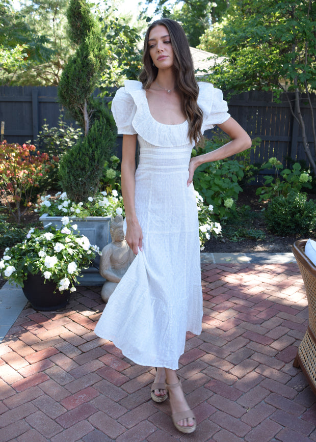 Chloe Maxi Dress Snow White Silver Stripe