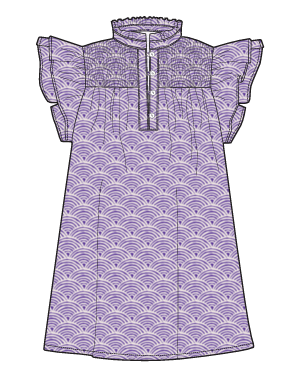 purple smocked dress Smocked Short Dress Purple Swirl M / Purple Swirl