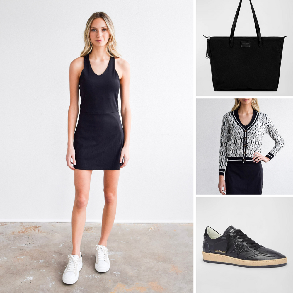 V Neck Tank Dress - Black