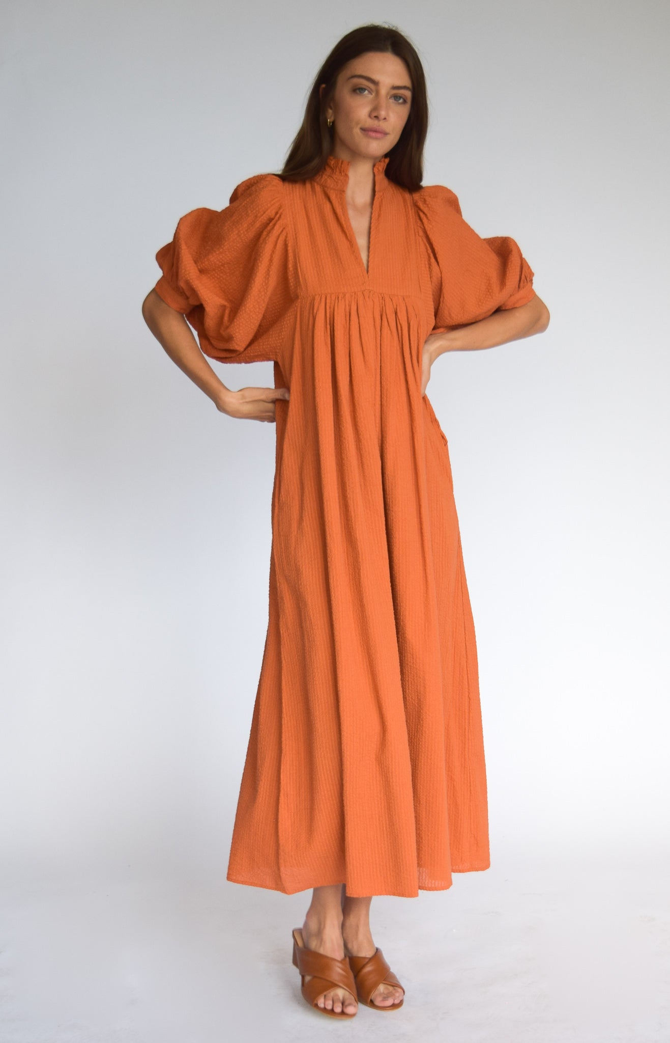 burnt orange long sleeve midi dress Long Sleeve Burnt Orange Midi Dress Lisposa