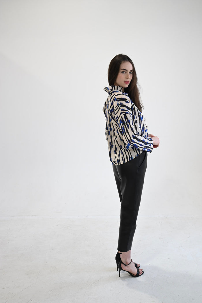 Vicki Long Sleeve Top Fire Stripe Woven