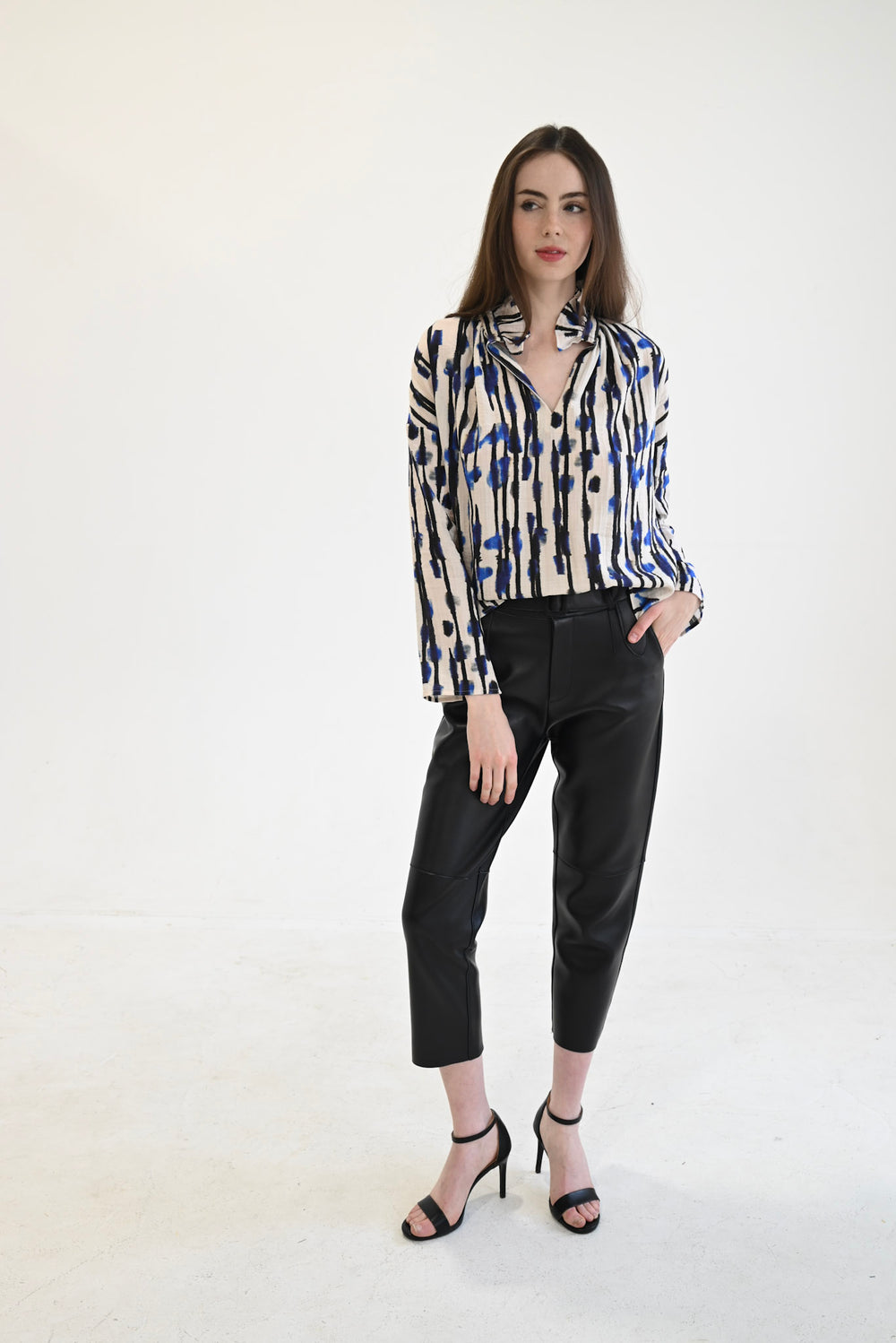 Vicki Long Sleeve Top Fire Stripe Woven