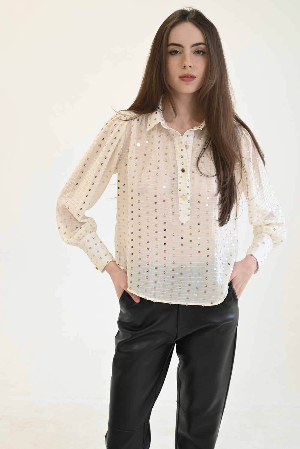 Everything Long Sleeve Top Gold Sequin
