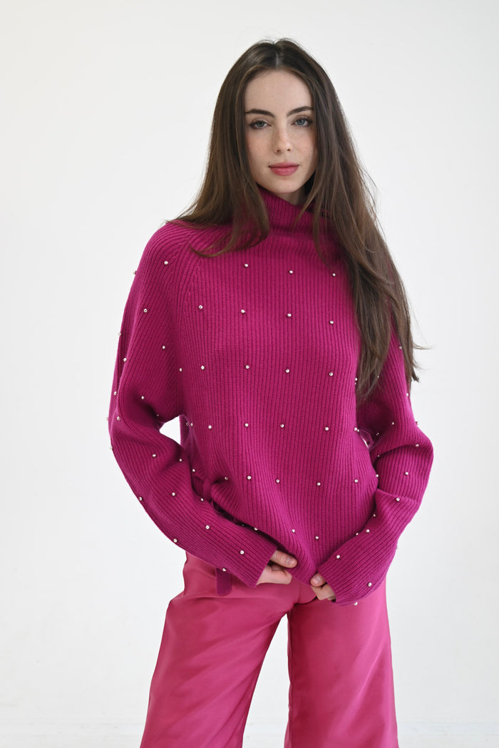 Seeing Stars Sweater Silver Bells Fuchsia