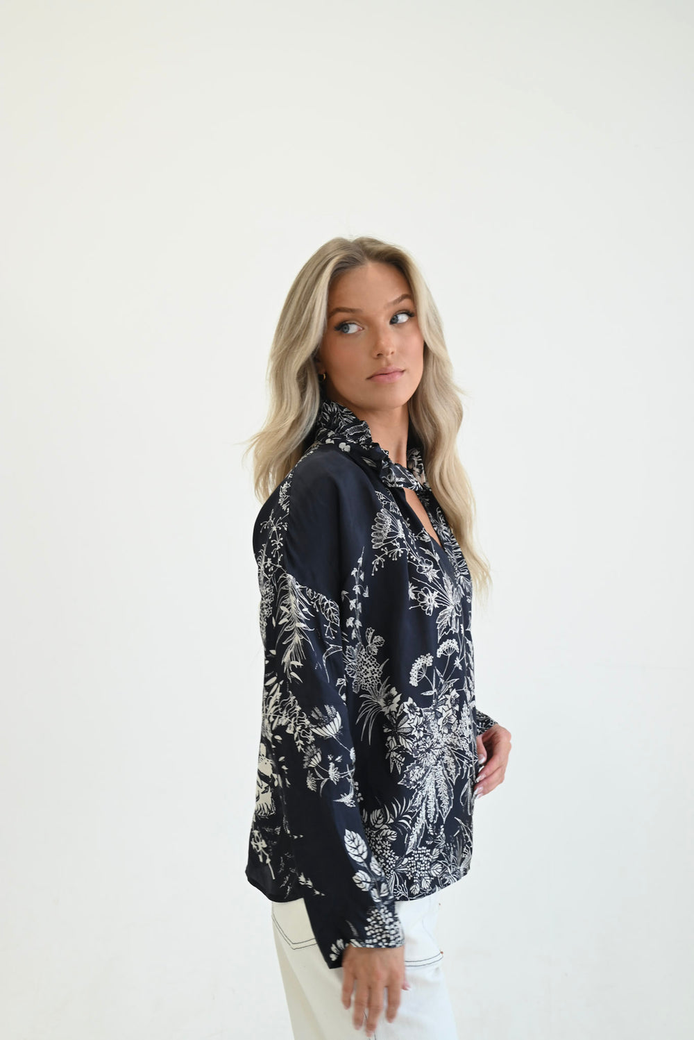 Vicki Long Sleeve Top Floral Panel