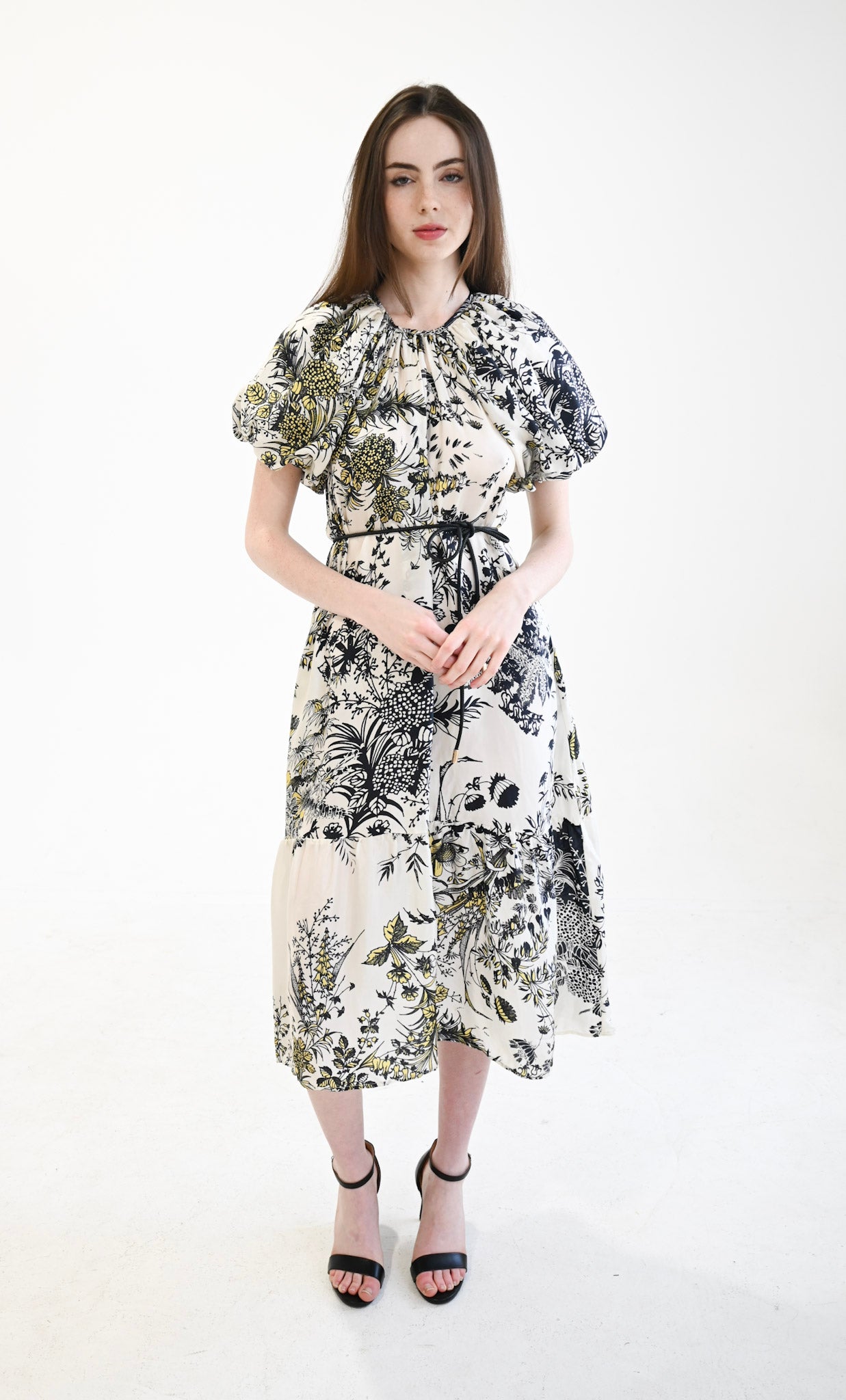 Gathered Neck Dress Floral Panel – NeverAWallflower