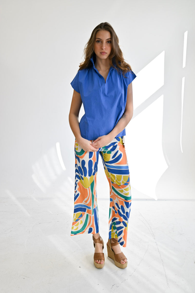 Vicki Short Sleeve Top Ultramarine Blue Solid