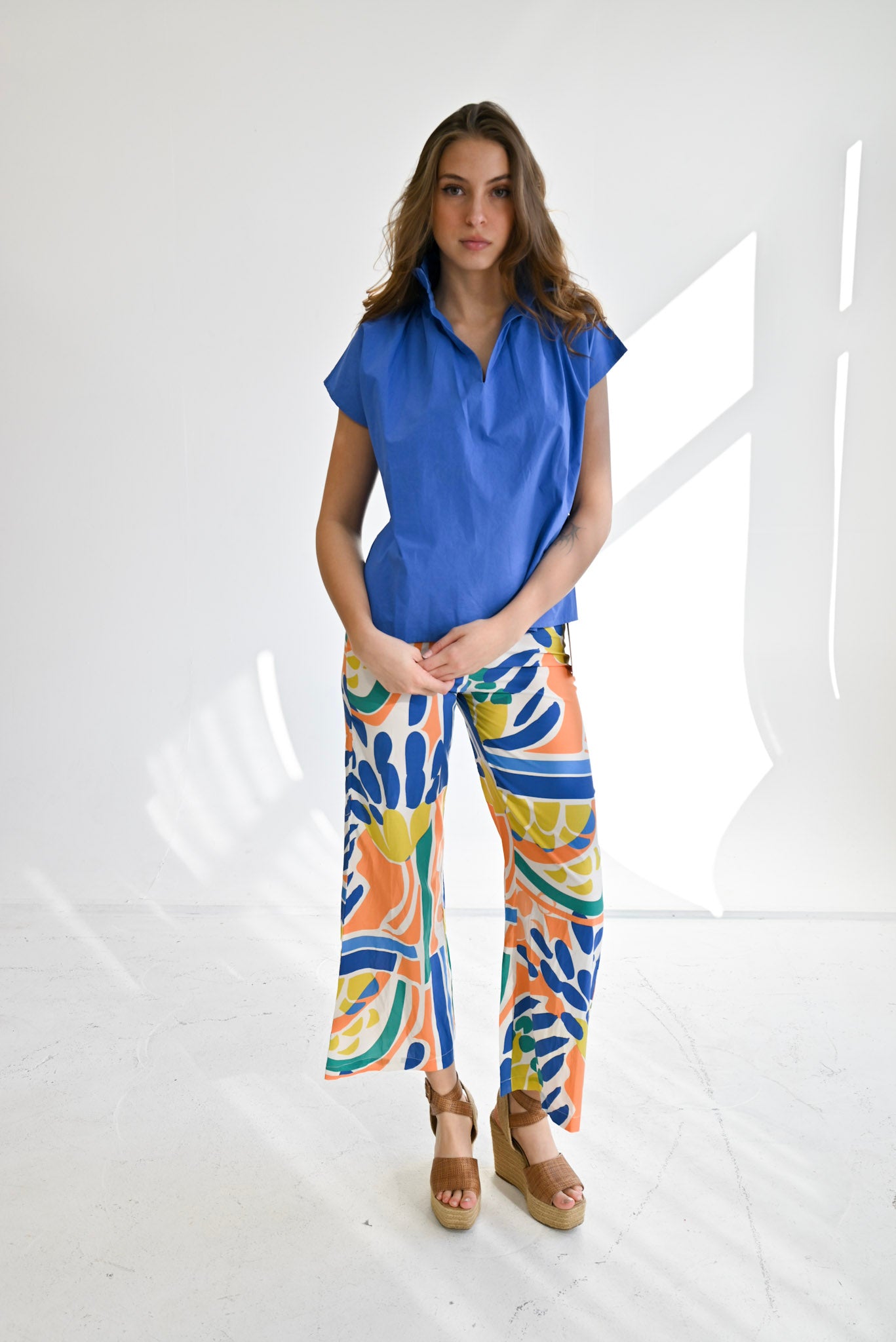 Vicki Short Sleeve Top Ultramarine Blue Solid