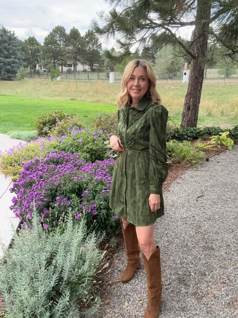 Grenadine Short Dress Moss