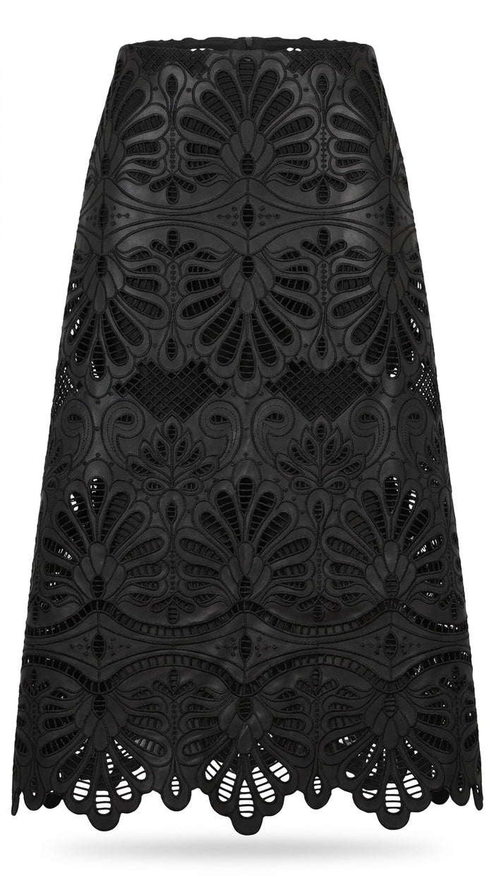 Lily Midi Skirt Black Faux Leather