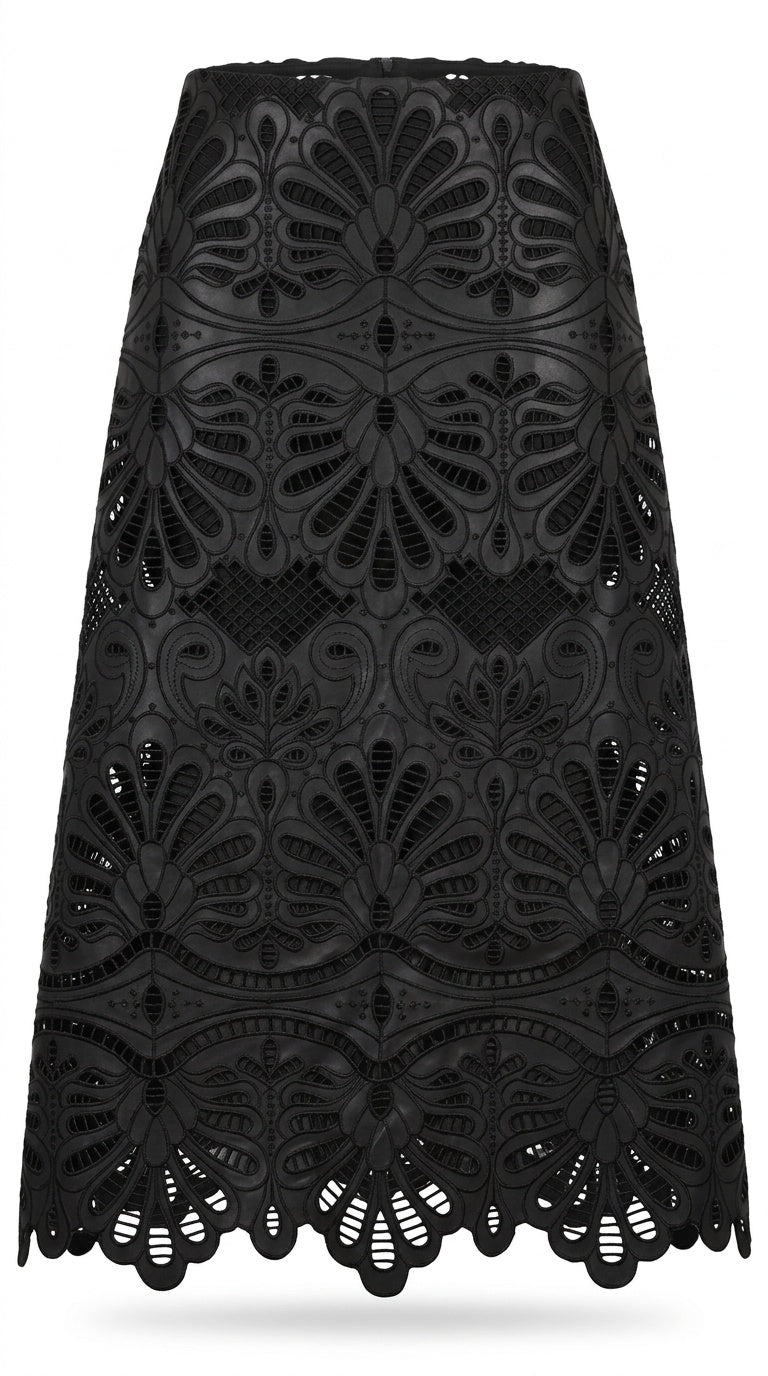 Lily Midi Skirt Black Faux Leather