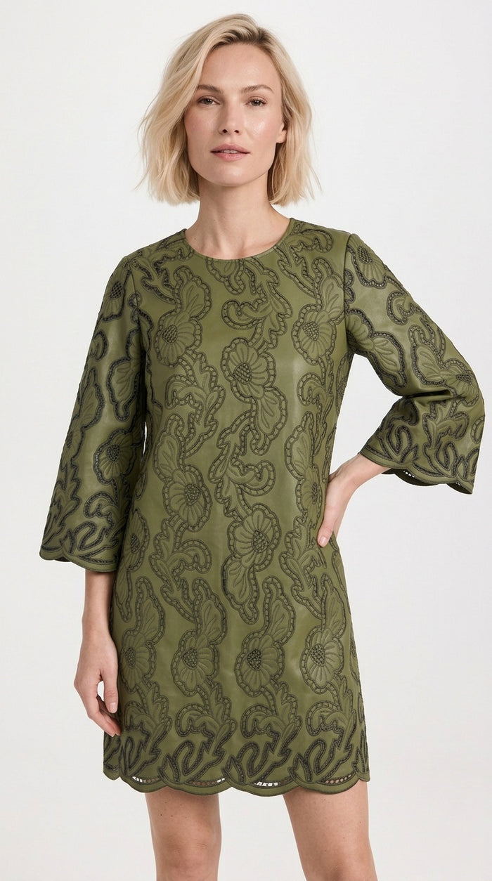 Camilla Short Caftan Green Faux Leather