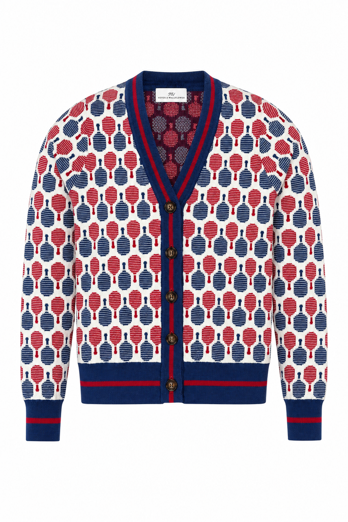 Long Sleeve Cardigan Sweater Pickleball Racquets