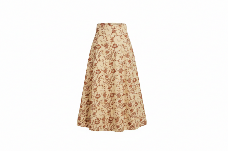 Circle Skirt Embroidered Faux Leather