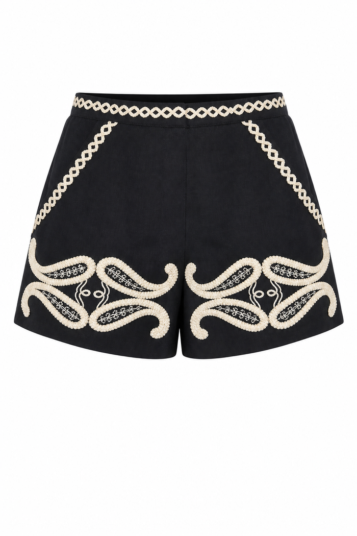 Como Shorts Black Raffia