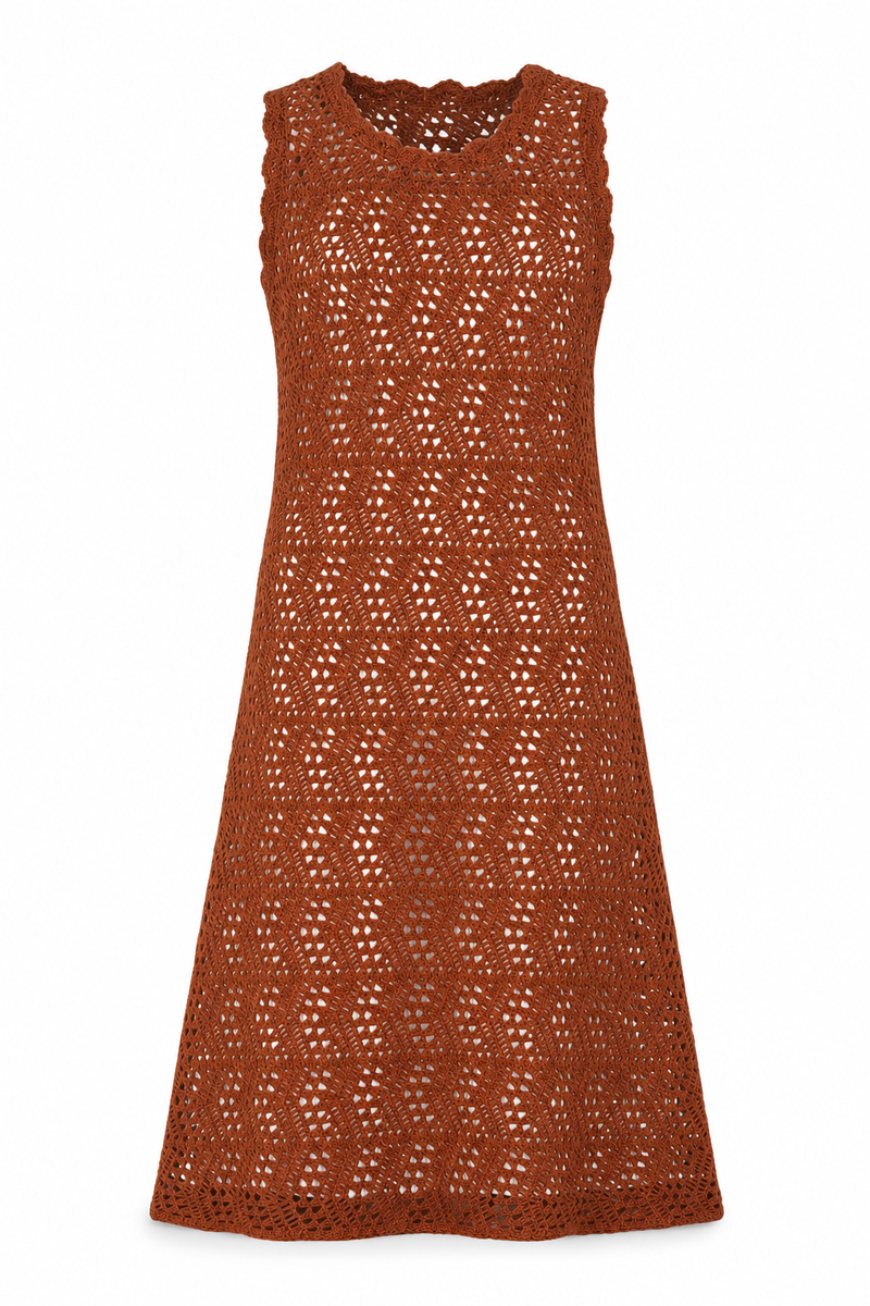 Sleeveless Crochet Dress Burnt Orange