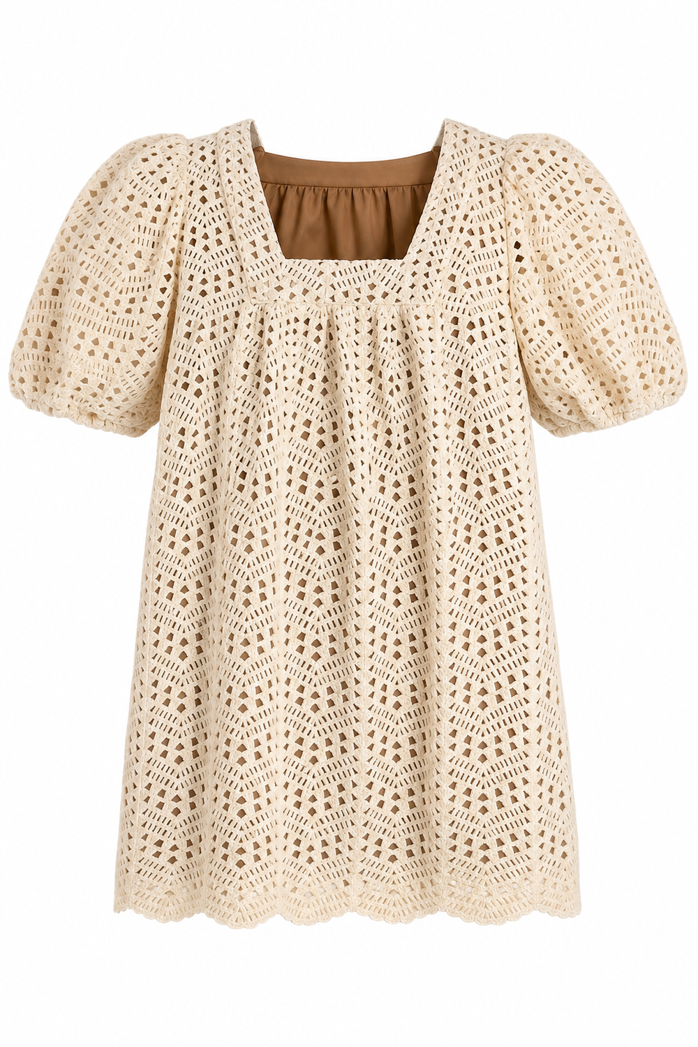 Square Neck Short Dress Bone Crochet