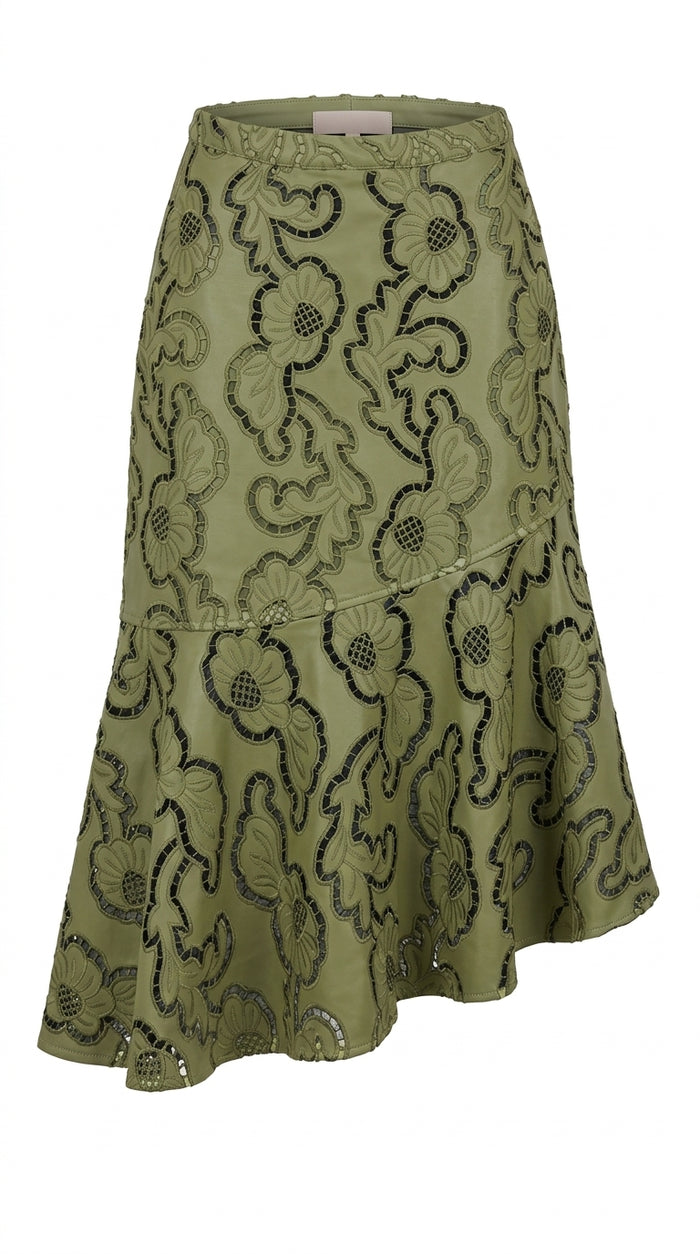 Darby Skirt Green Faux Leather