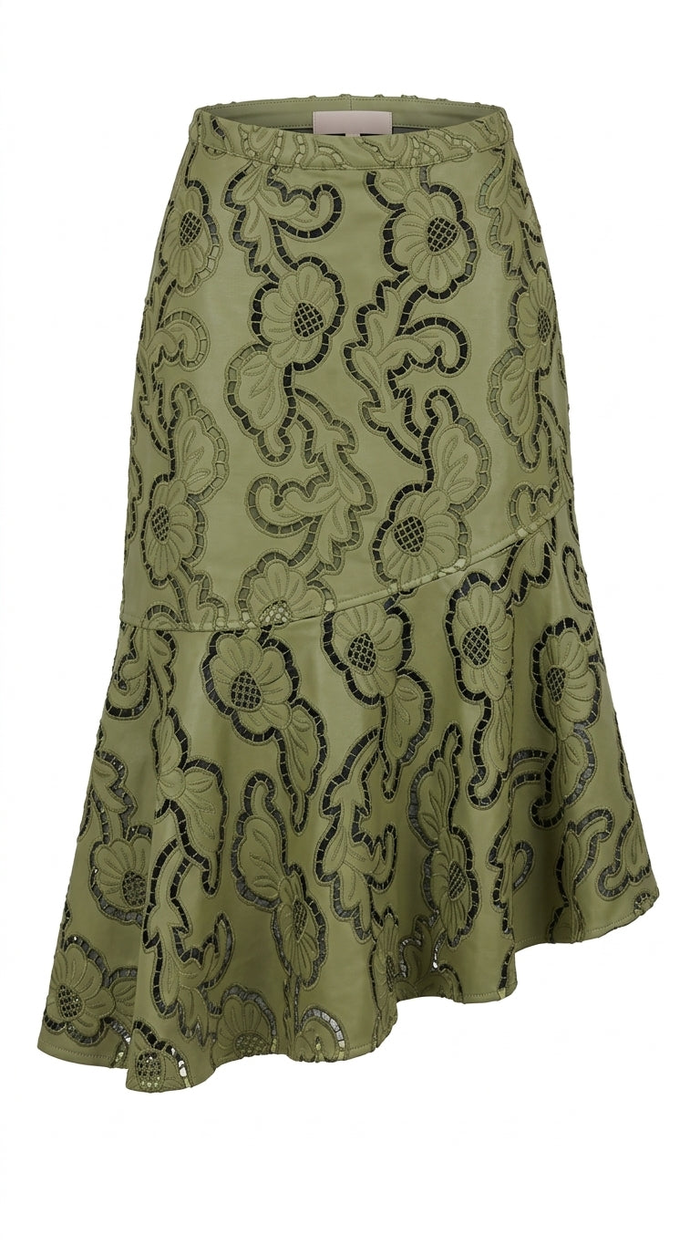 Darby Skirt Green Faux Leather