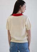 Henley Sweater White & Red
