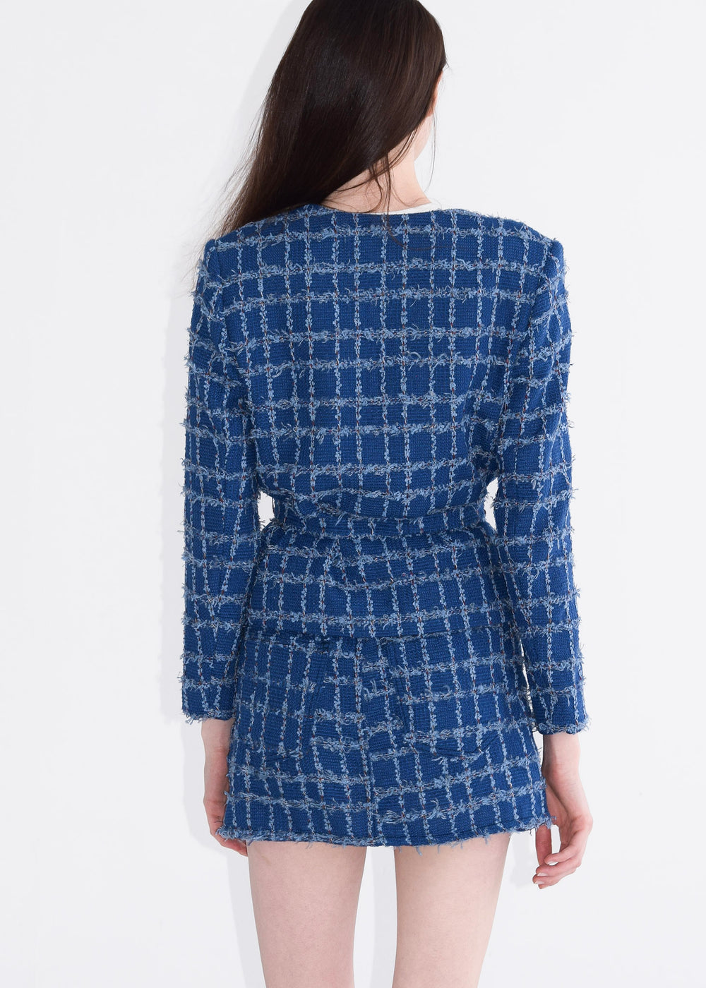 Tie Waist Jacket Cerulean Tweed