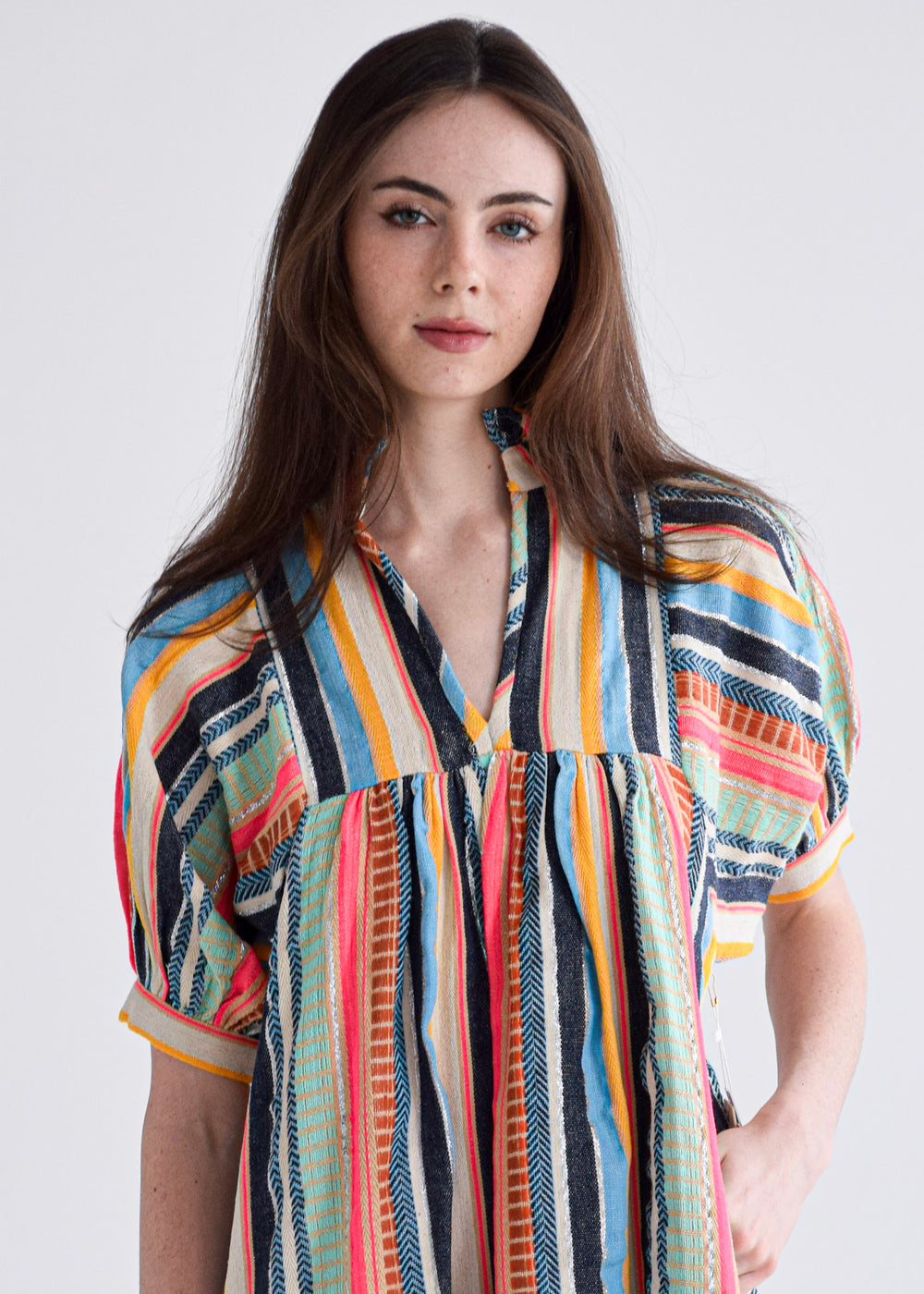 High Neck Top - Summer Stripe