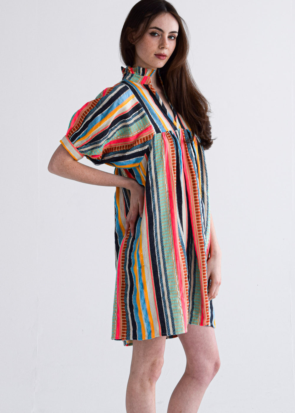 High Neck Dress - Summer Stripe