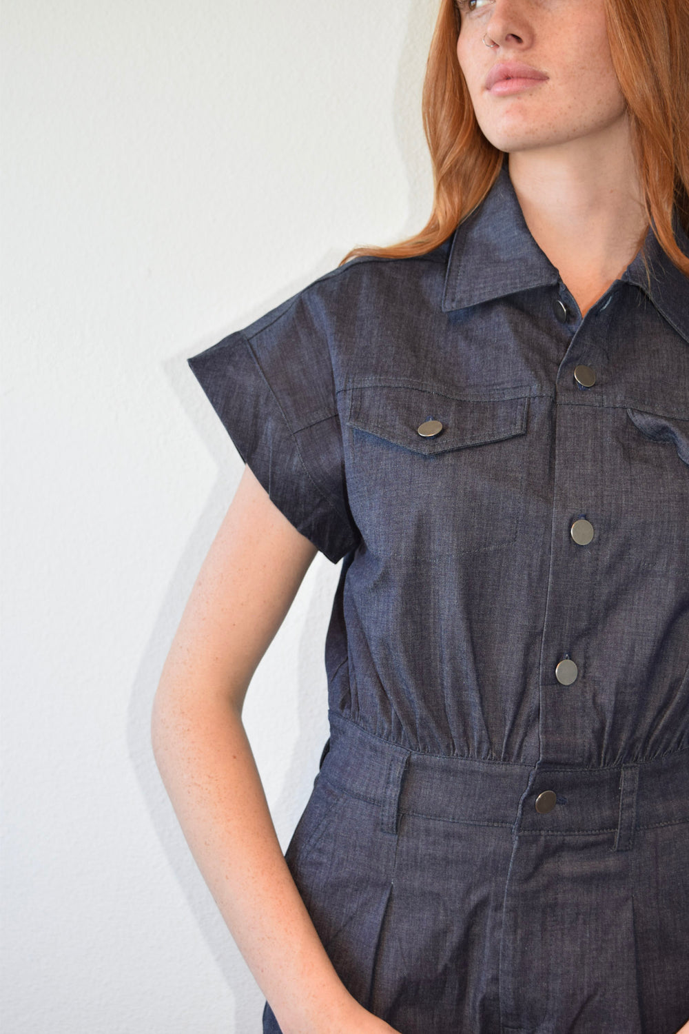 Denim Jumpsuit Dark Blue Denim