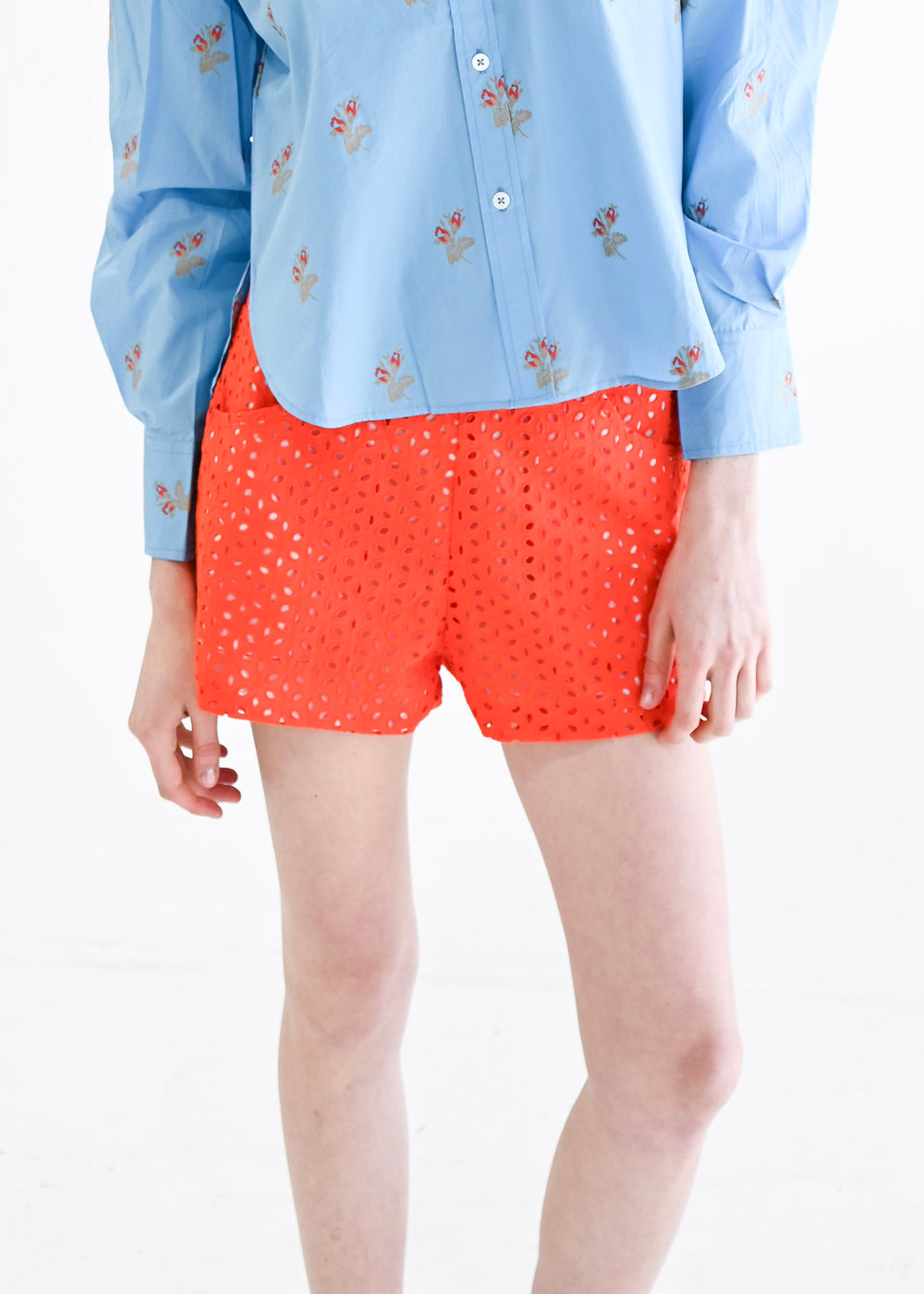 Amy Shorts Orange Eyelet