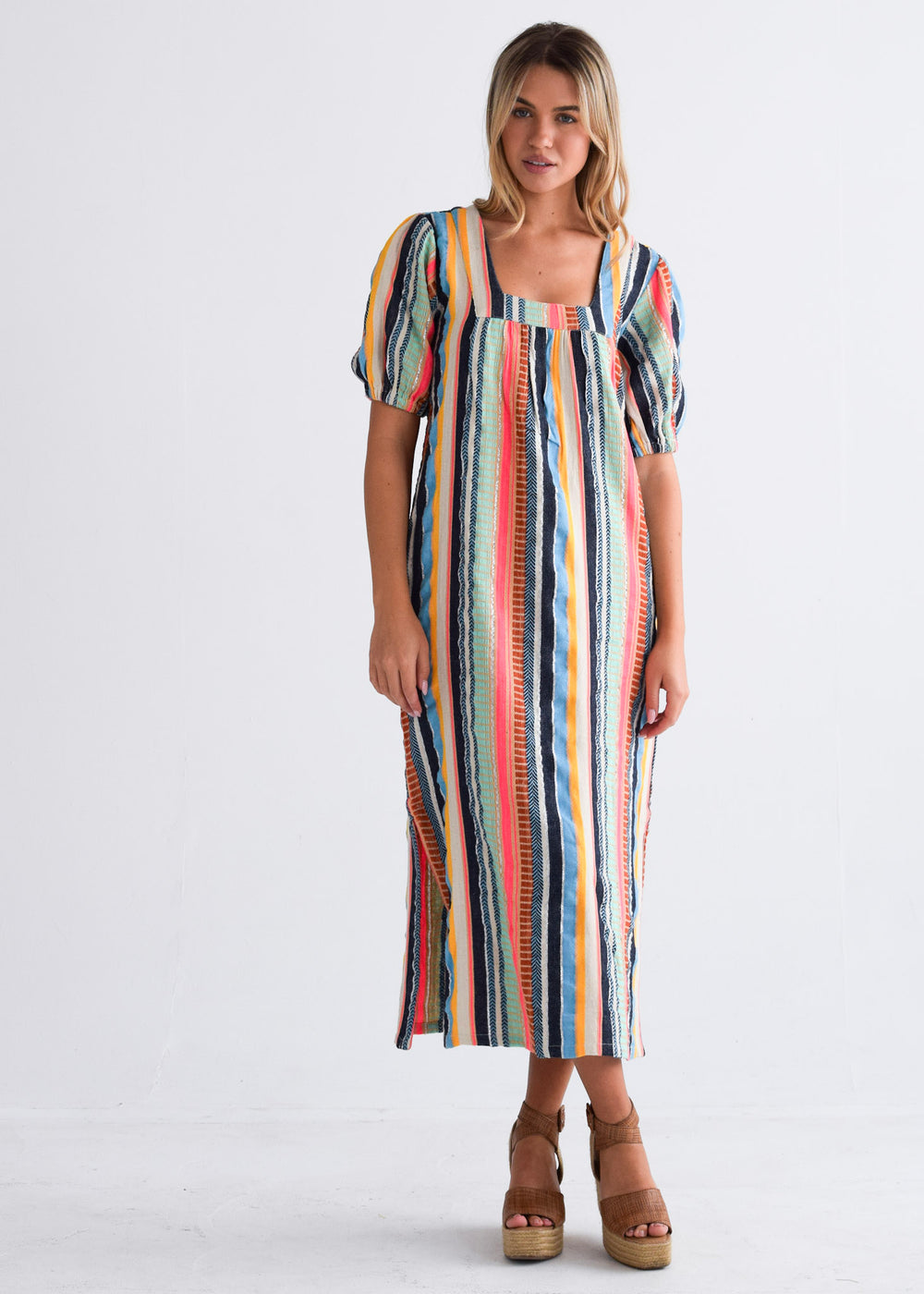 Square Neck Maxi Dress - Summer Stripe