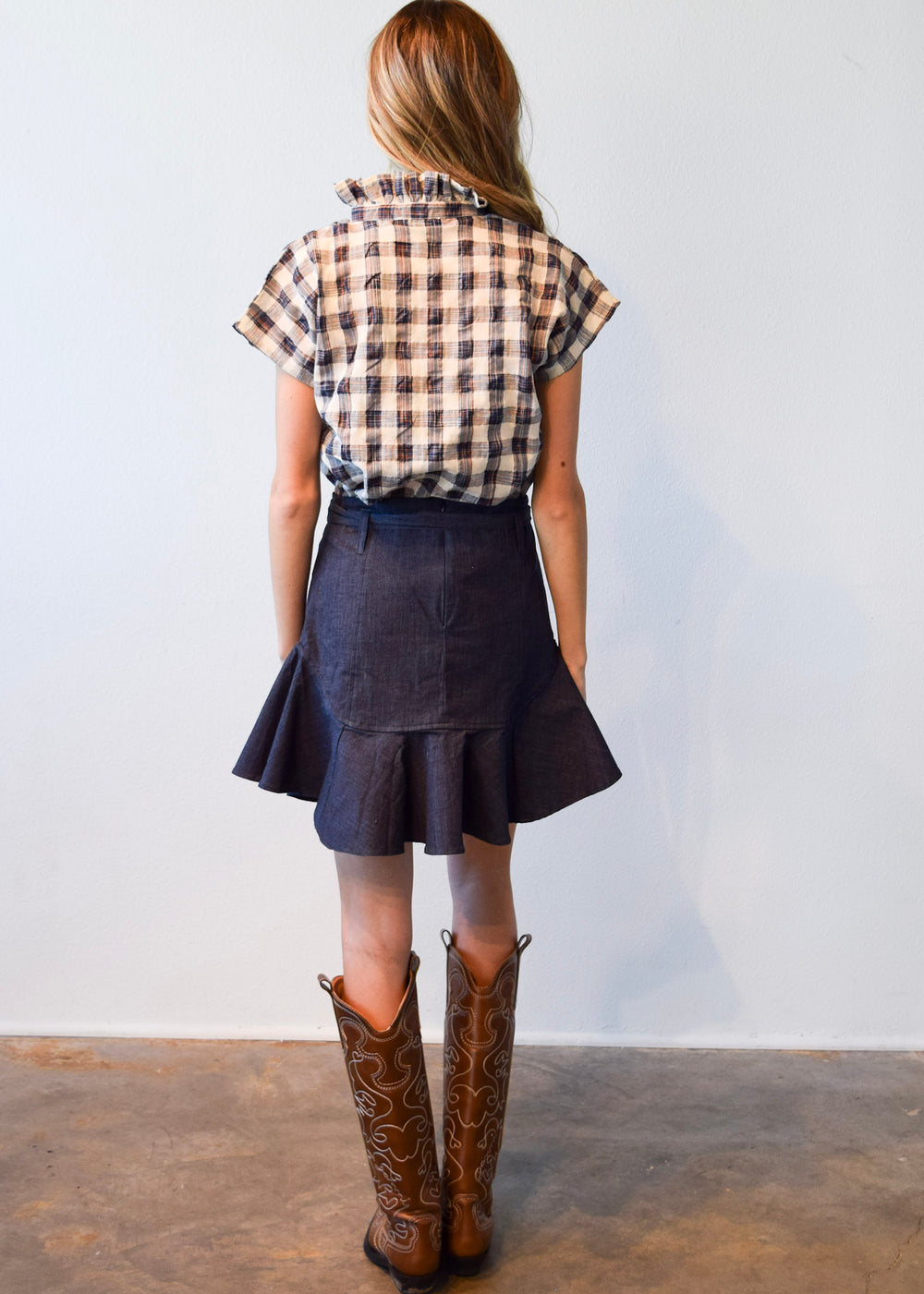 Prairie Mini Skirt Dark Blue Denim