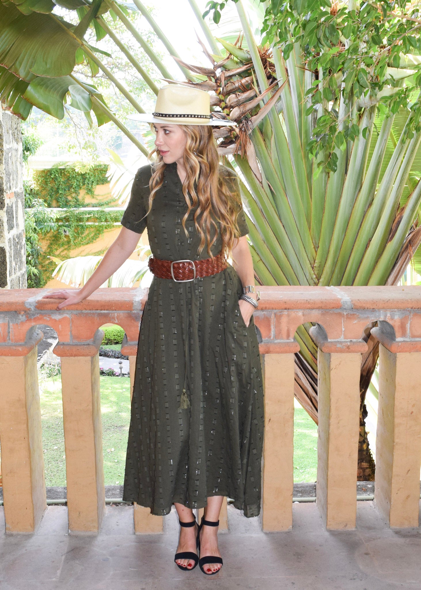 Never A Wallflower | Kelli Short Sleeve Maxi Olive Geo