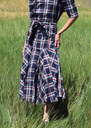 Prairie Midi Skirt Navy Plaid