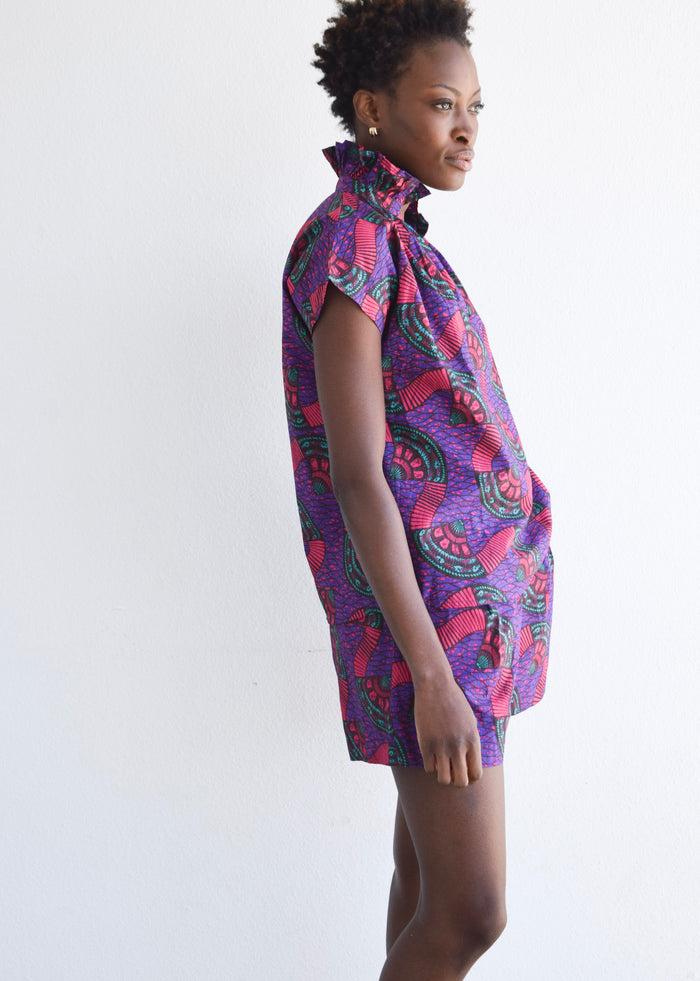 Vicki Short Sleeve Top Ruby Wax Print
