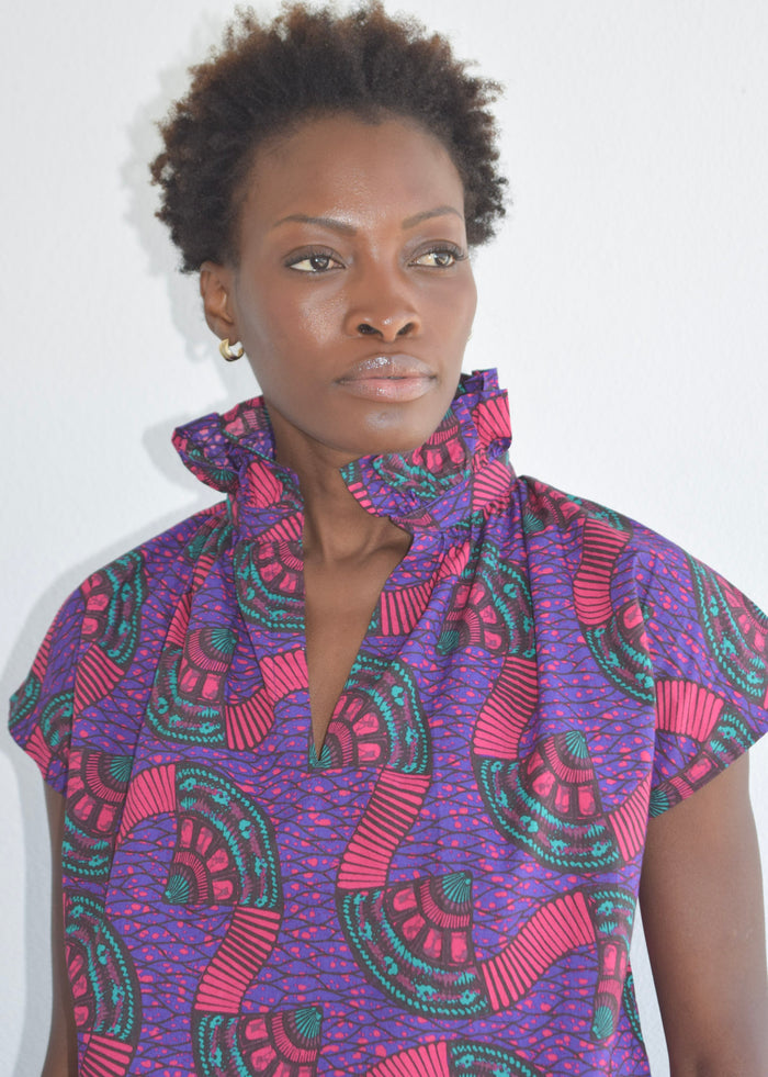 Vicki Short Sleeve Top Ruby Wax Print