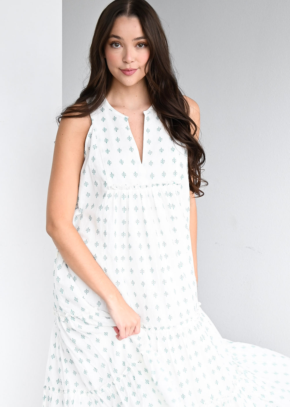 Long Tiered Dress Crosshatch