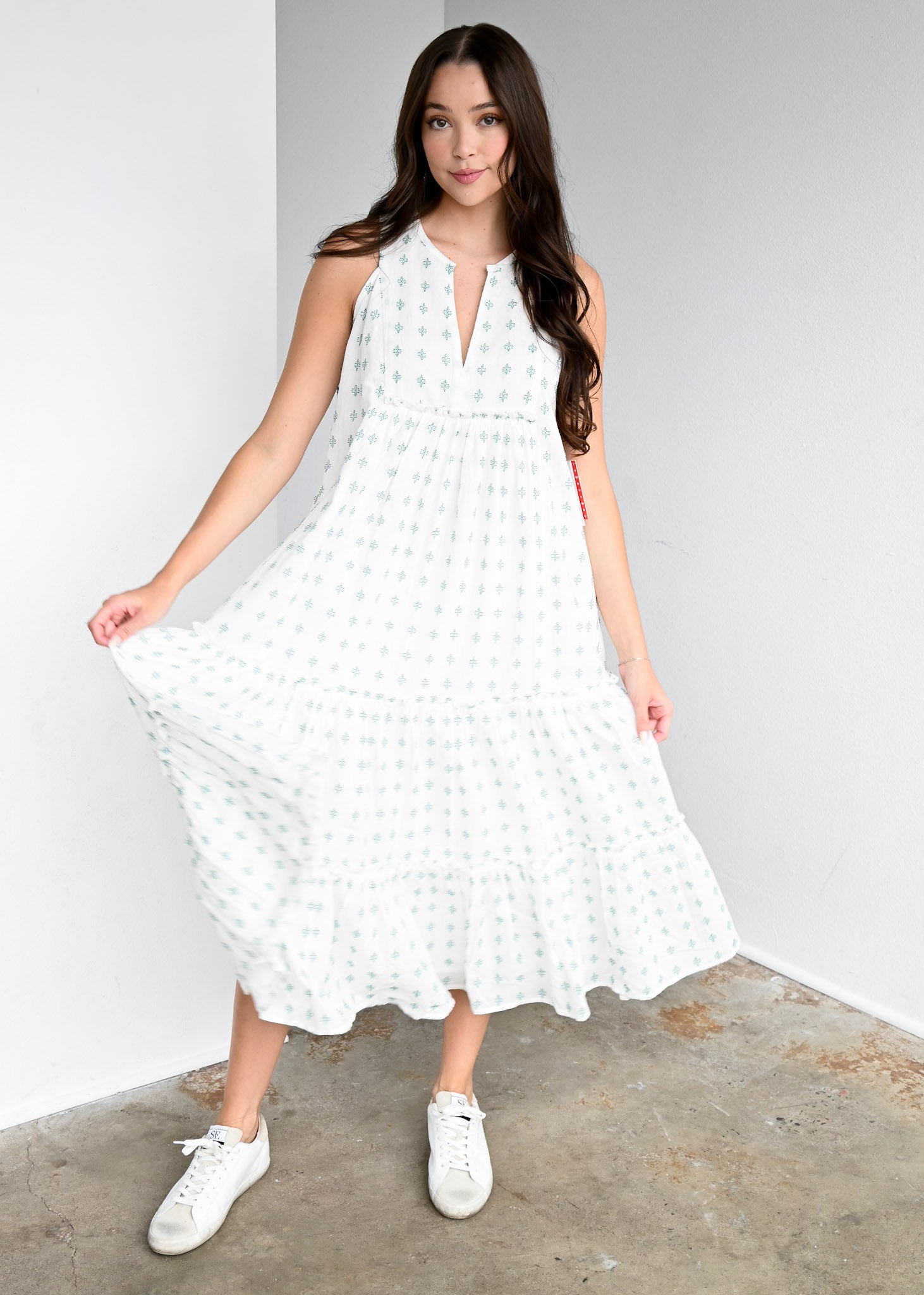 Long Tiered Dress Crosshatch