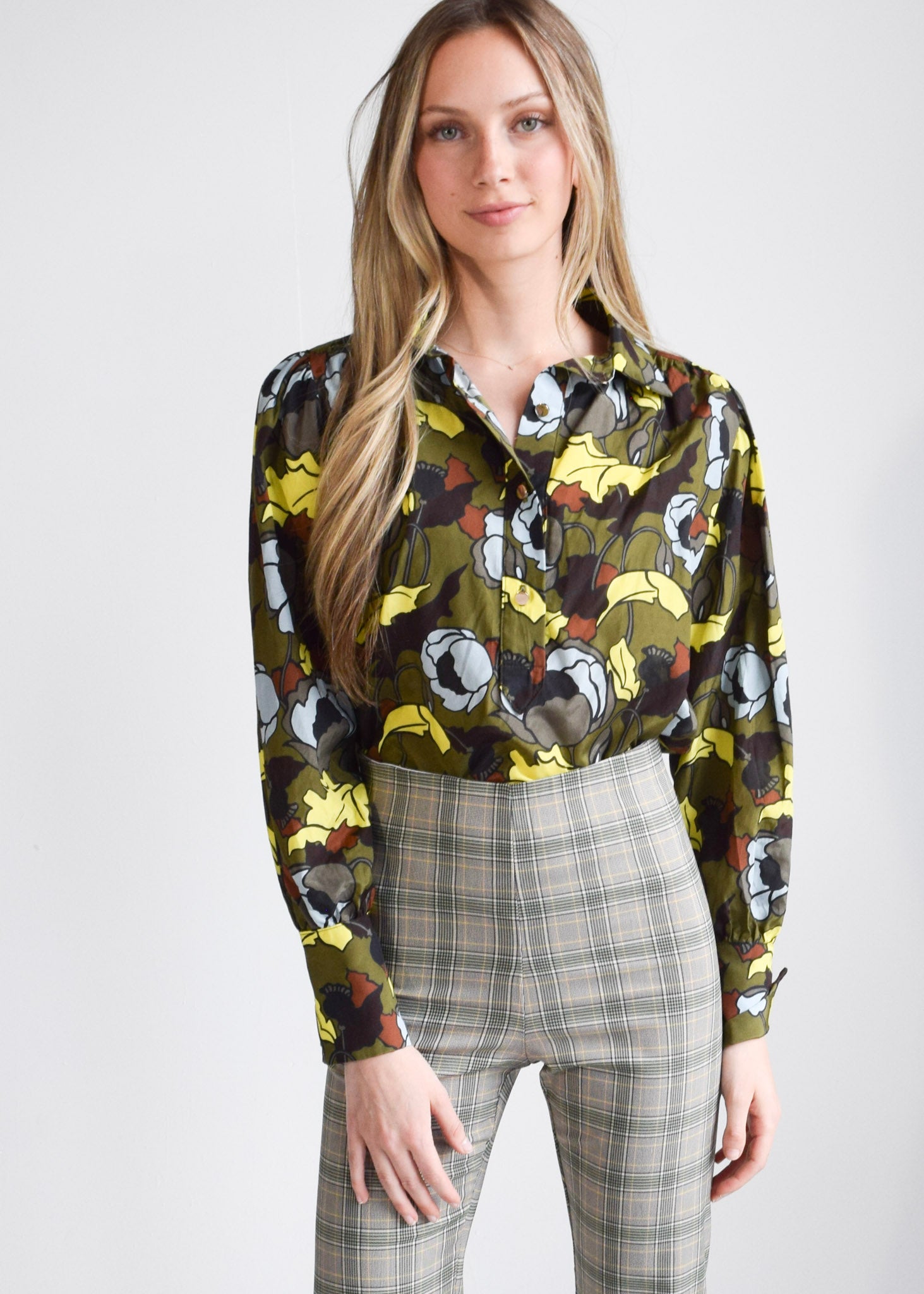 Everything Long Sleeve Top Olive Floral