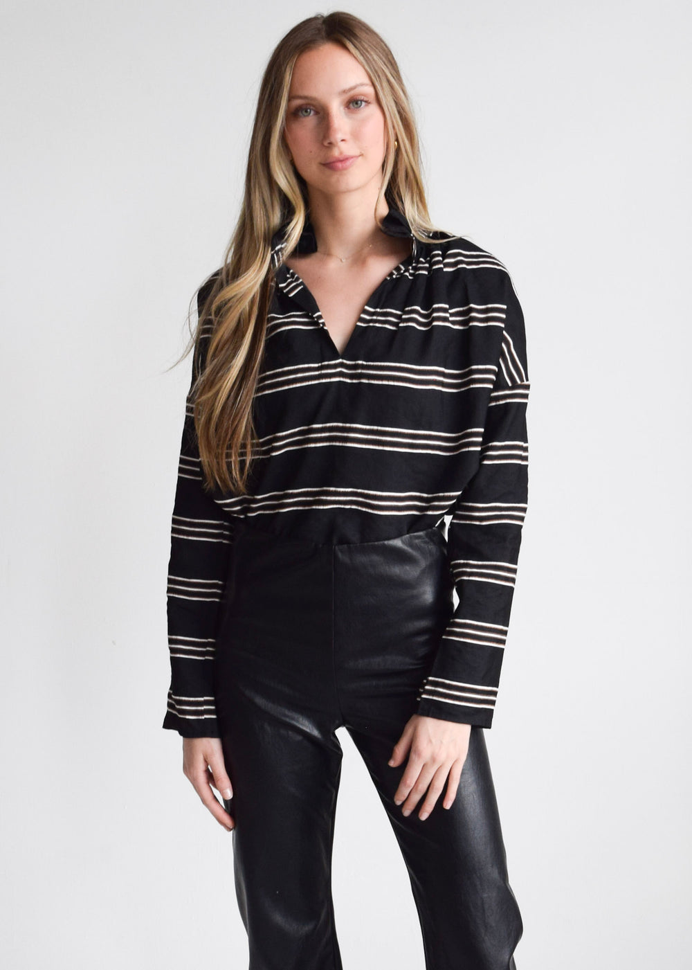 Vicki Long Sleeve Top Black Stripe