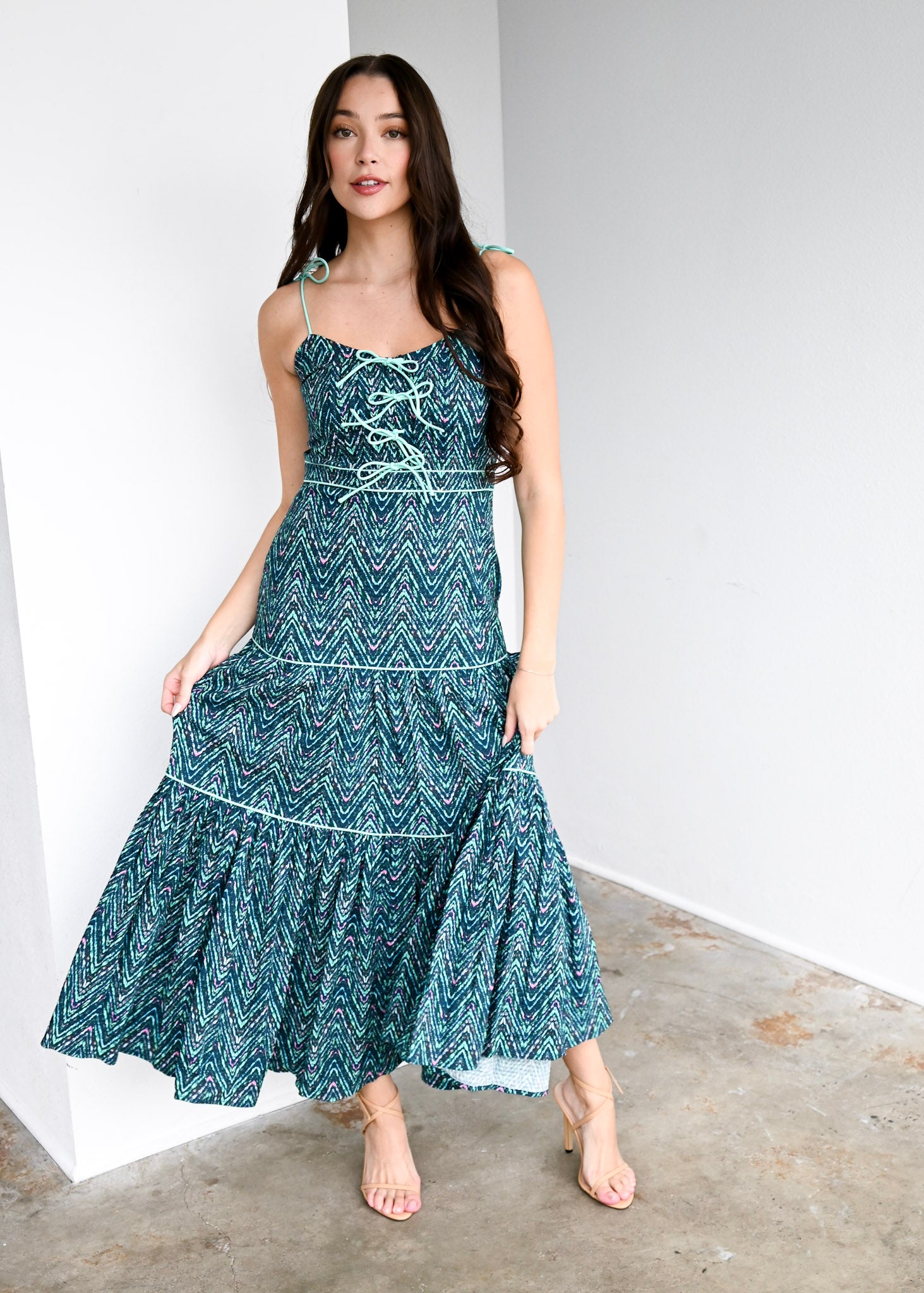 Lindsey Long Dress Zig Zag