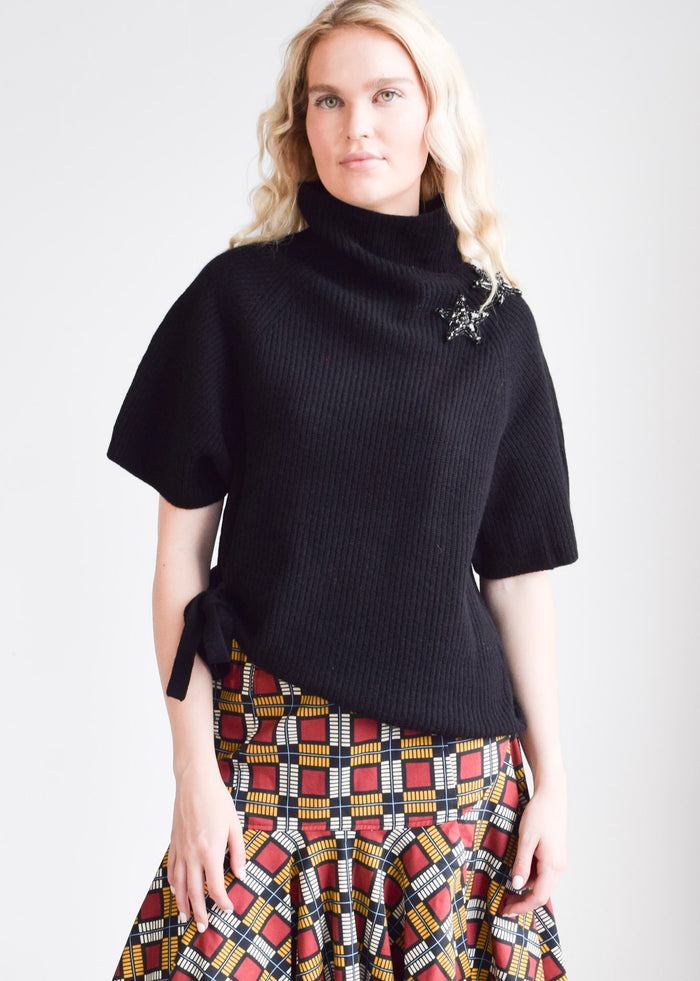 Seeing Stars Short Sleeve Sweater Black with Black Stars