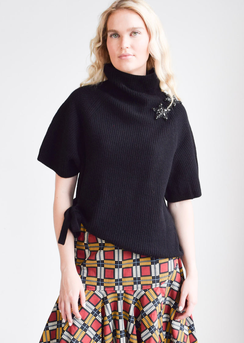 Seeing Stars Short Sleeve Sweater Black with Black Stars
