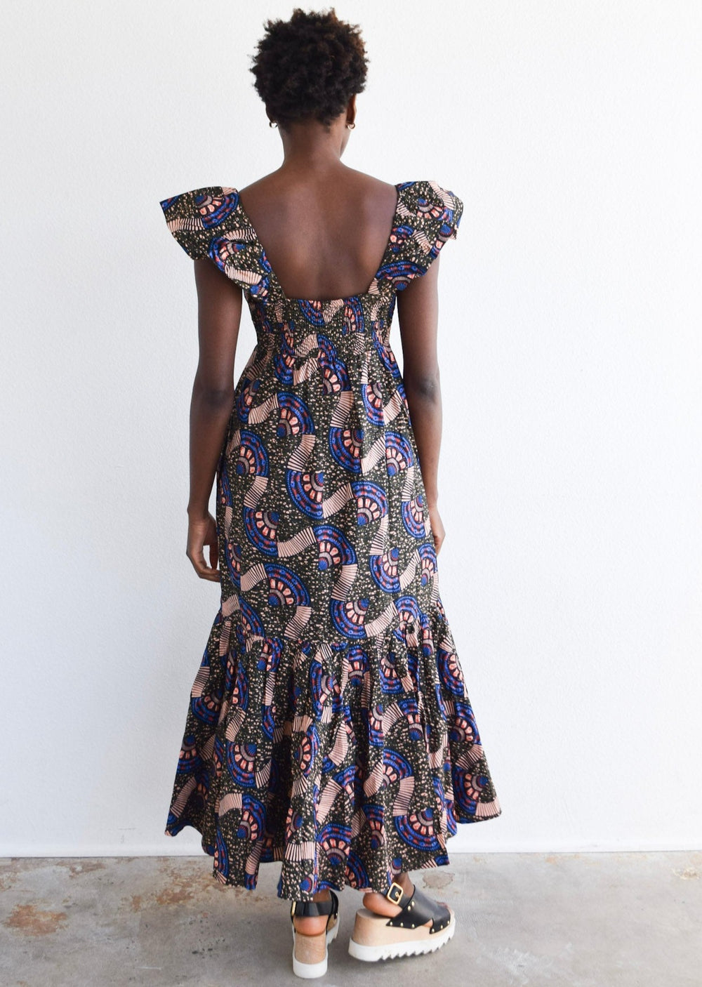 Isabelle Dress Olive Wax Print
