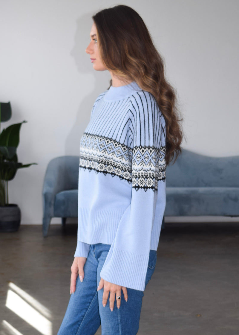 Fair Isle Crew Neck Sweater Blue